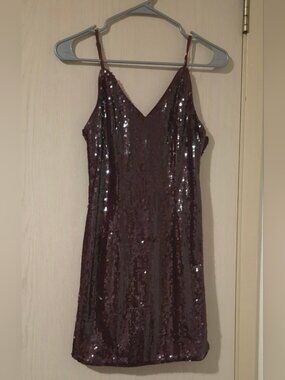 Forever 21 Burgundy Sequin Slip Dress (S)